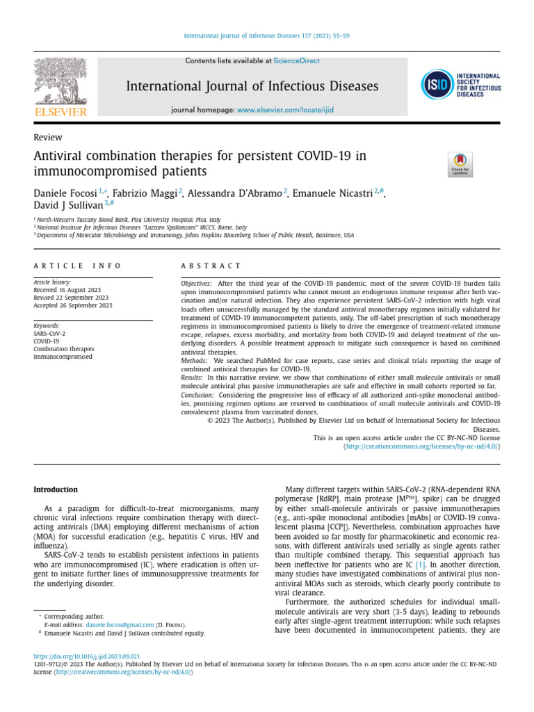 Antiviral Combination Therapies For Persistent COV | PDF | Antiviral ...