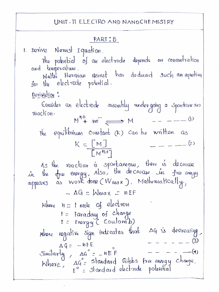 Unit-II - Electro Chemistry | PDF | Electromagnetism | Electrochemistry