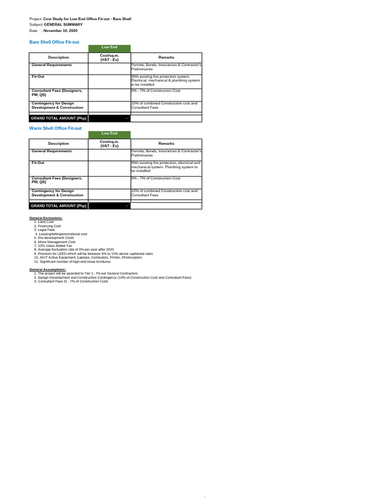 Fit-Out Cost Per SQM - Nov 2020 - Format | PDF | Chess Theory | Chess
