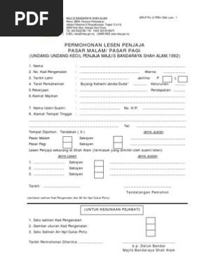 Borang Lesen Berniaga  PDF