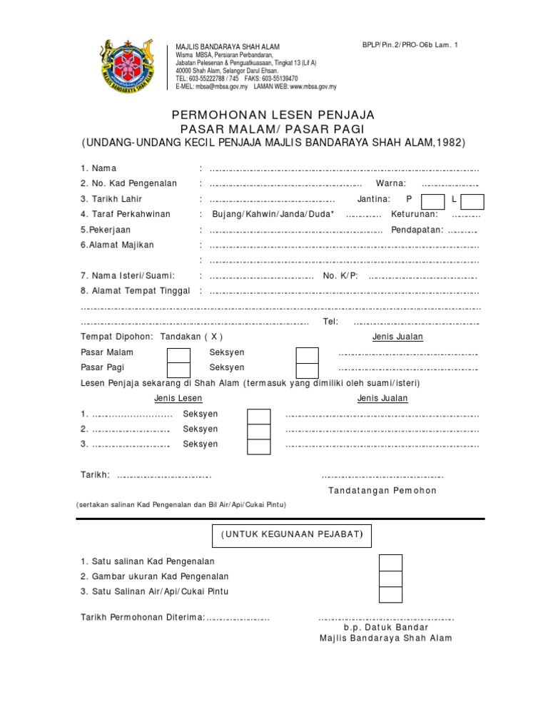 Borang Lesen Berniaga Pdf