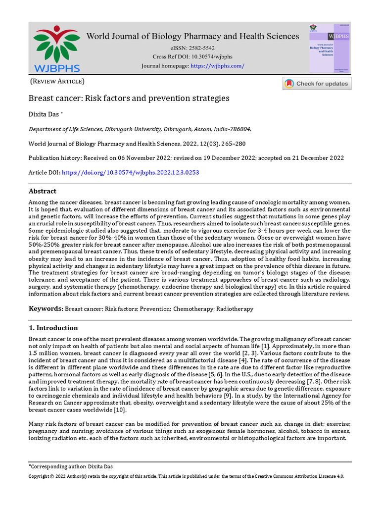 Breast Cancer: Risk Factors & Prevention | PDF | Breast Cancer | Cancer