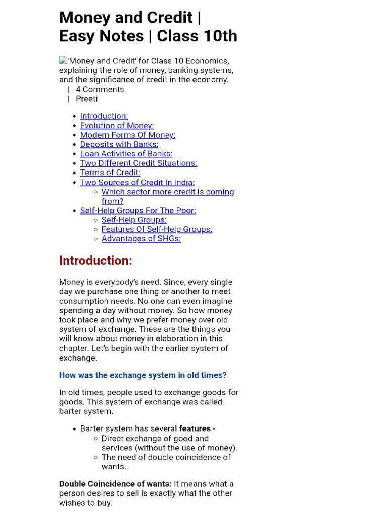 Money and Credit Notes | PDF