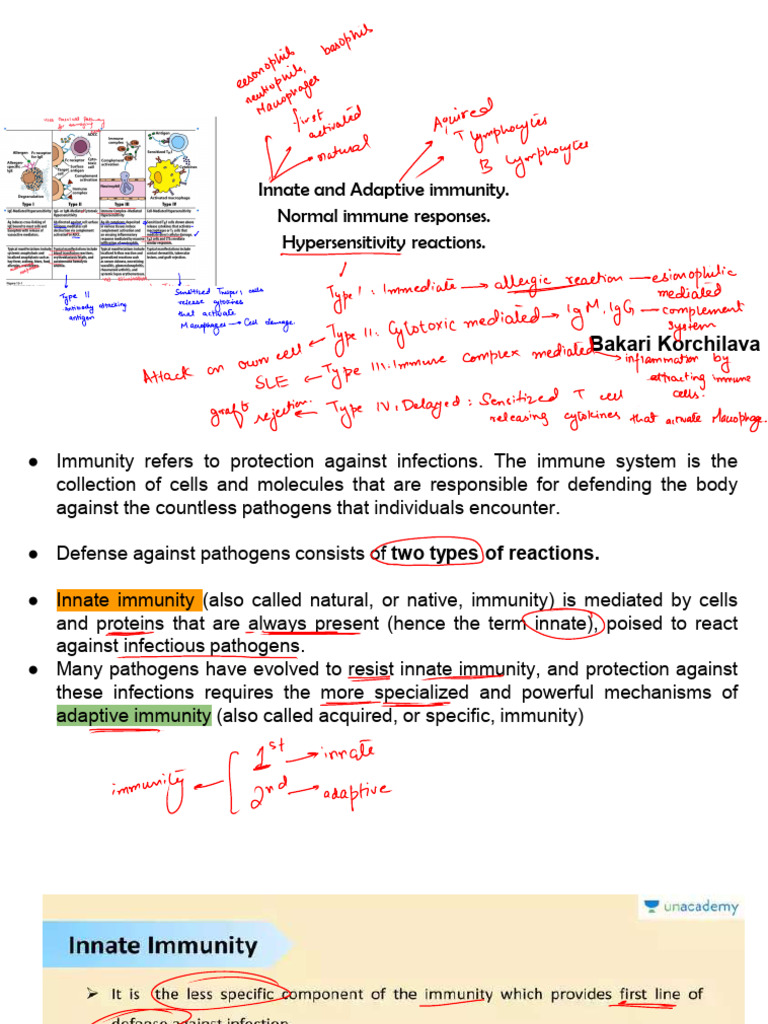 Lecture 4 in Pathology-Innate and Adaptive Immunity. Normal Immune ...