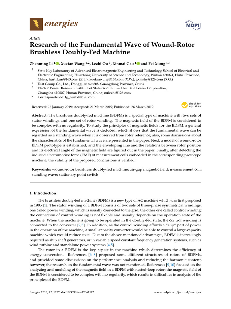 Fundamental Wave in Wound-Rotor BDFM | PDF | Electric Generator ...