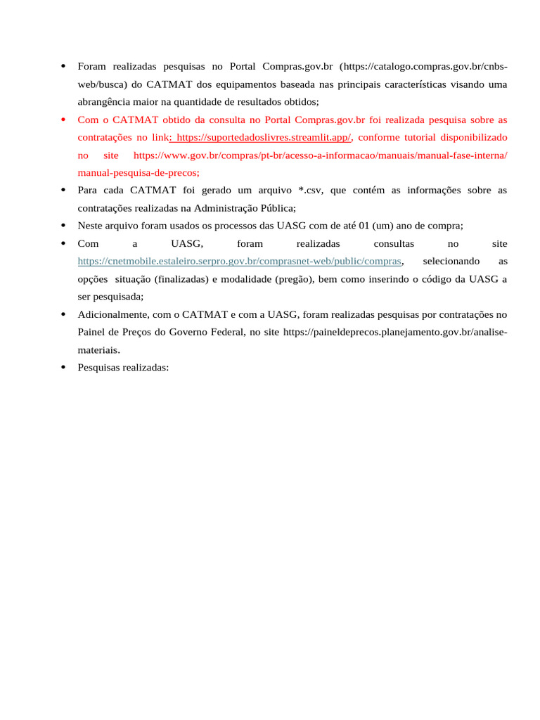 Pesquisa de Contratações no CATMAT | PDF