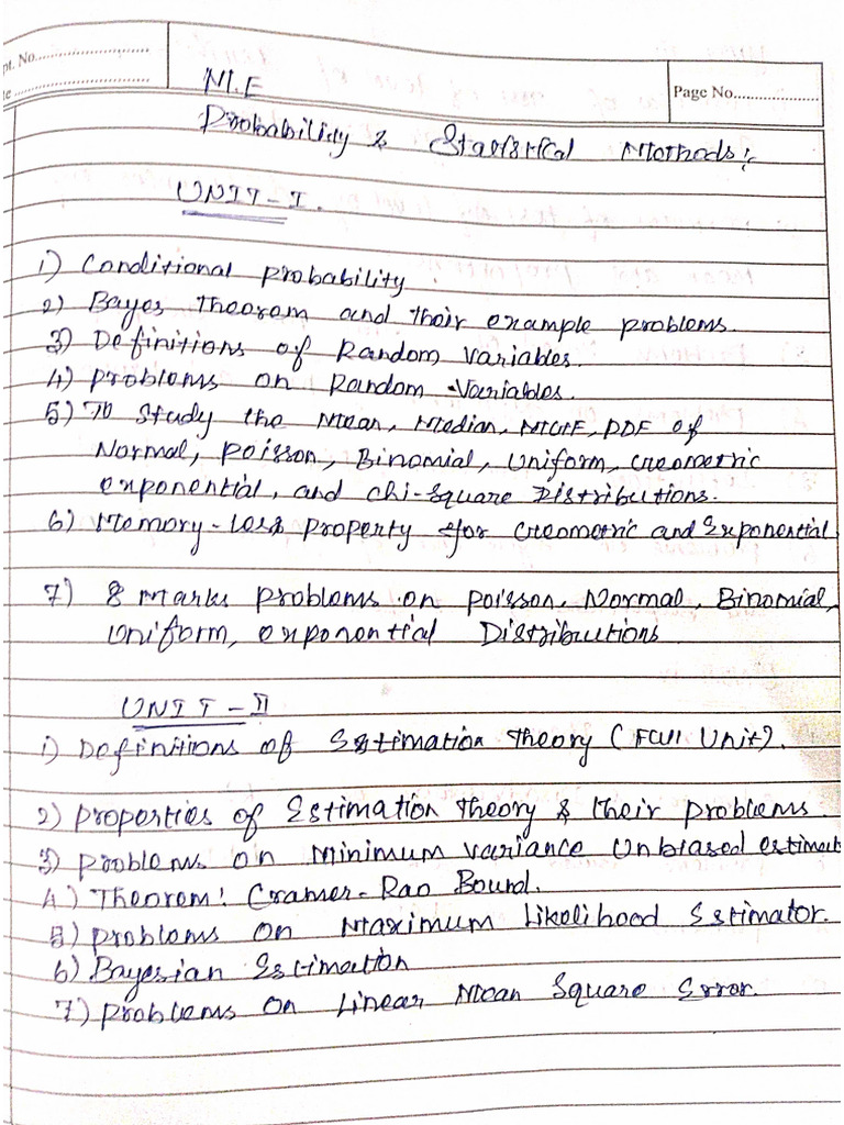 Probability & Statistical Methods Important Topics. | PDF