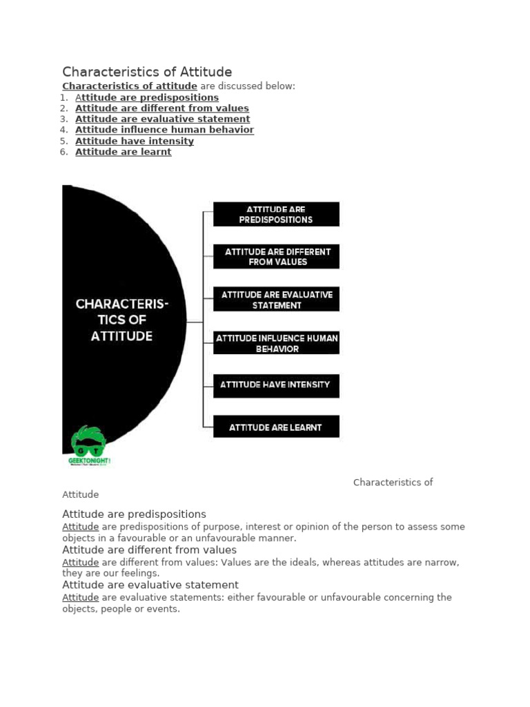 Key Characteristics of Attitude | PDF | Attitude (Psychology) | Job ...