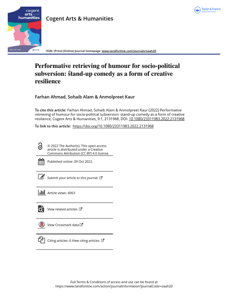 Performative Retrieving of Humour For Socio-Political Subversion Stand ...
