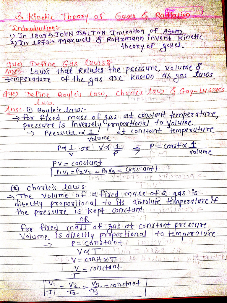 Kinetic Theory of Gases and Radiations Physics | PDF