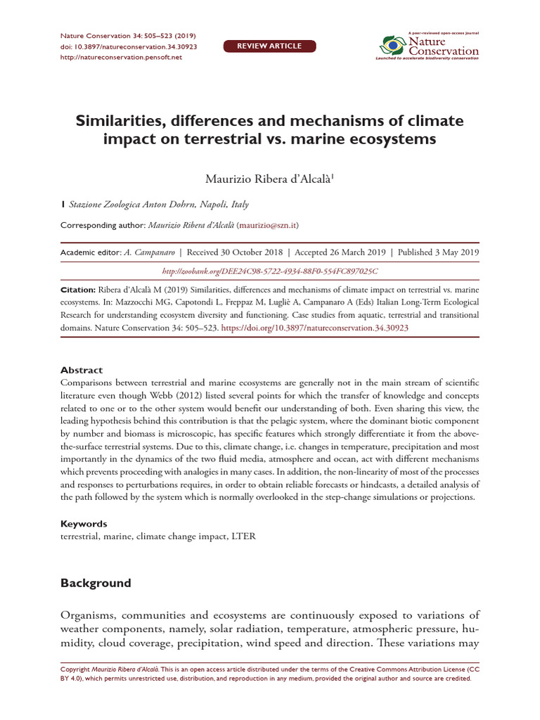 Climate Impact on Terrestrial vs. Marine Ecosystems | PDF | Climate ...