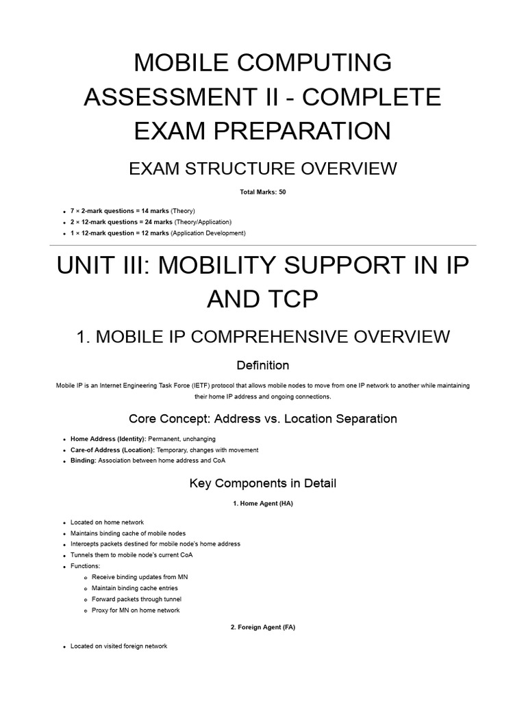 Mobile Computing Exam Prep Guide | PDF | Transmission Control Protocol ...