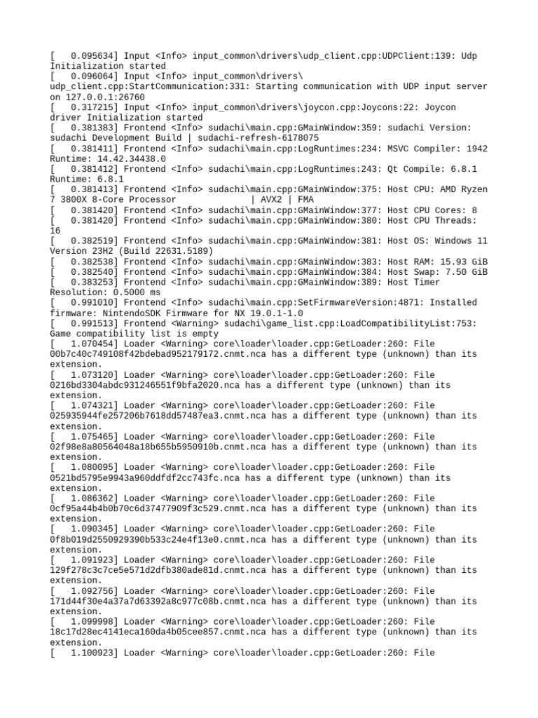 Sudachi Log | PDF | X86 Architecture | System Software