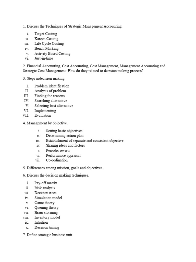 Strategic Management Accounting Techniques | PDF | Business | Business ...