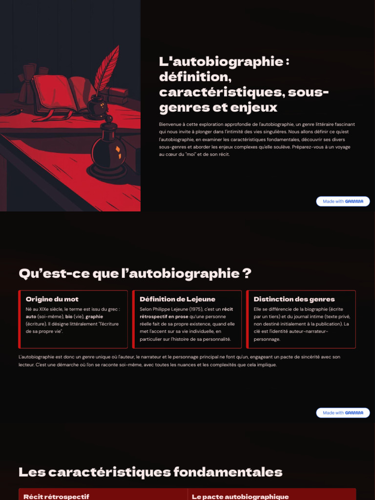 Exploration de l'autobiographie : enjeux et formes | PDF | Autobiographies