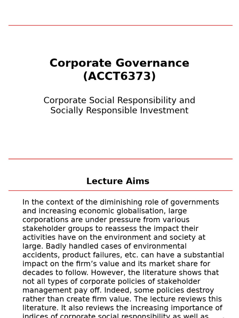 Corporate Governance and CSR Insights | PDF | Corporate Social ...
