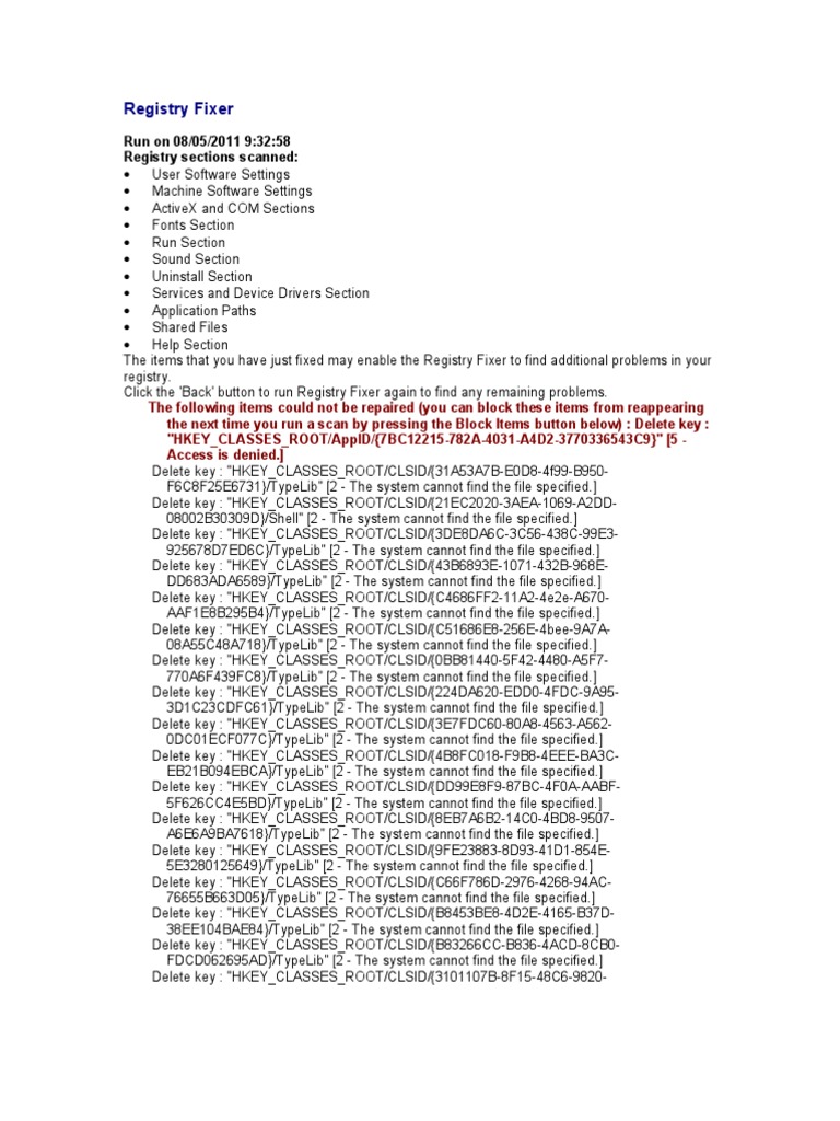 Registry Fixer | PDF | Windows Registry | Computer File