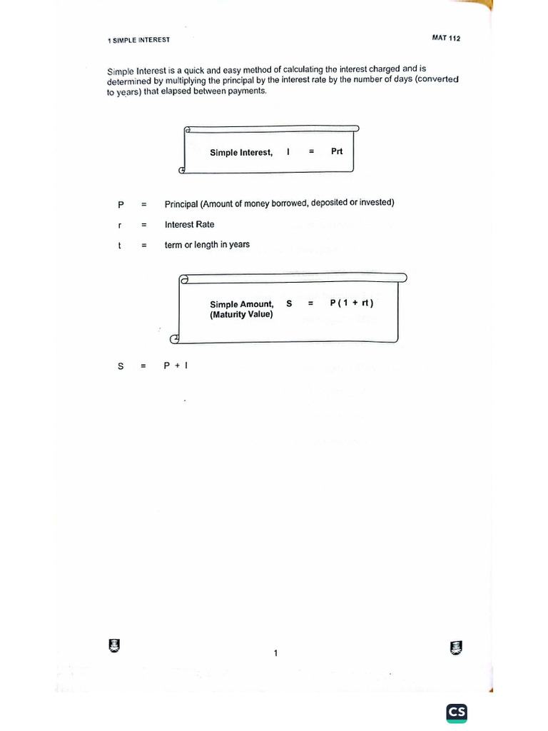 Mat112 Simple Interest | PDF