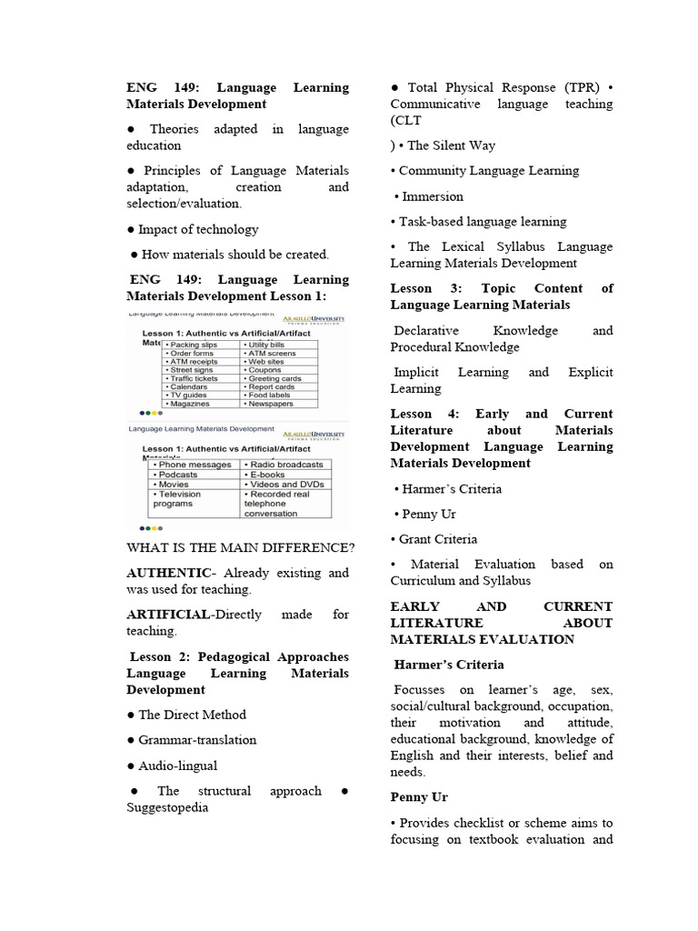 Language Learning Materials Development Guide | PDF | Paradise Lost | Adam