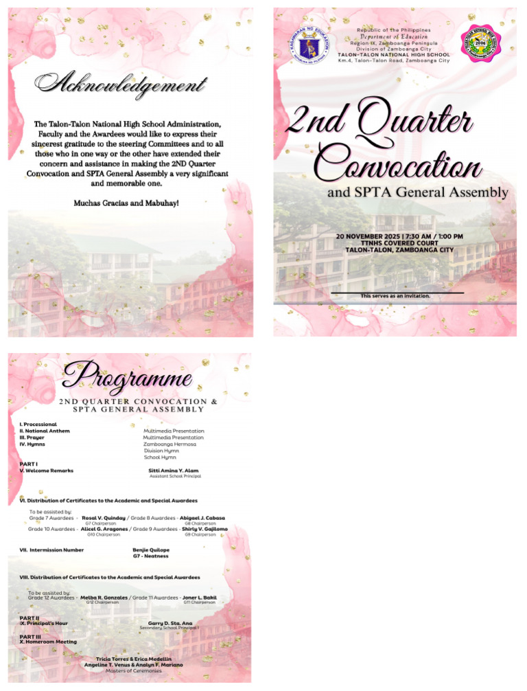 Second Quarter Convocation Program Invitation 2025-2026 | PDF