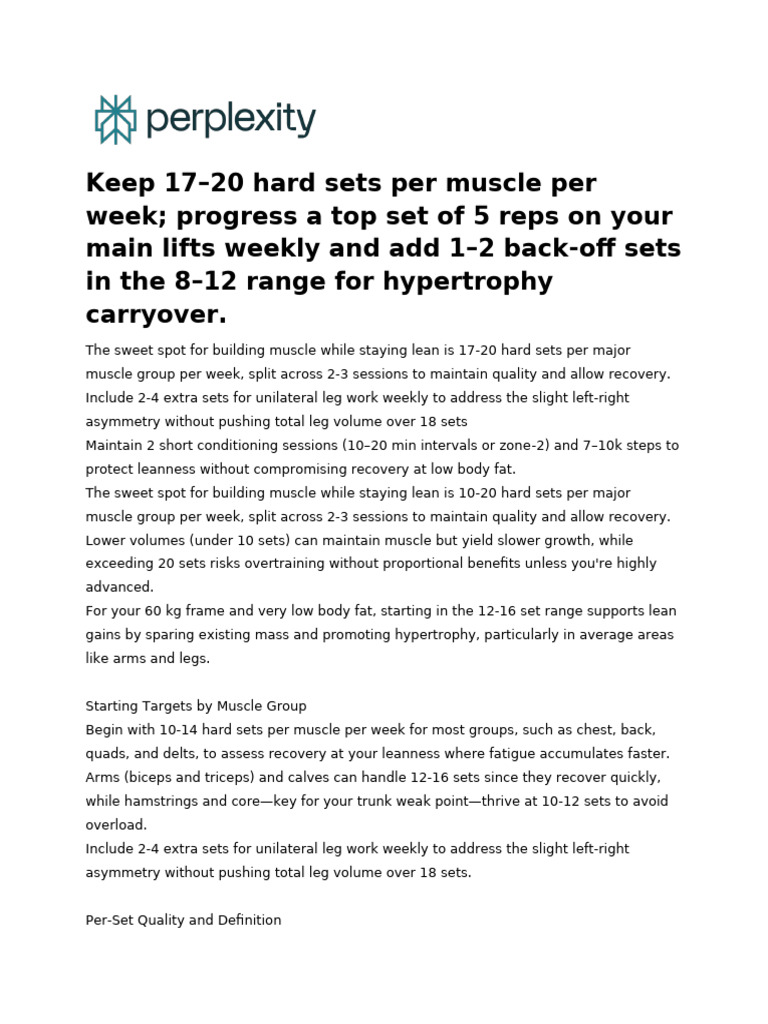 Keep 17-20 Hard Sets Per Muscle Per Week Progress | PDF | Dieting