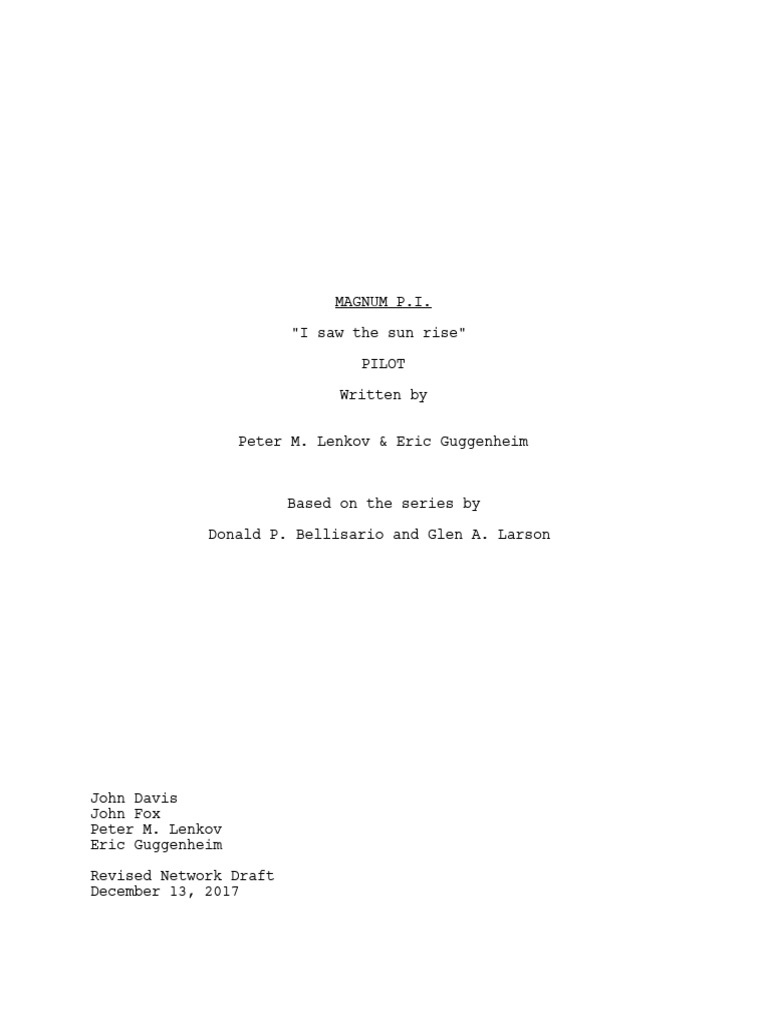 Magnum P.I. Pilot Script Summary | PDF