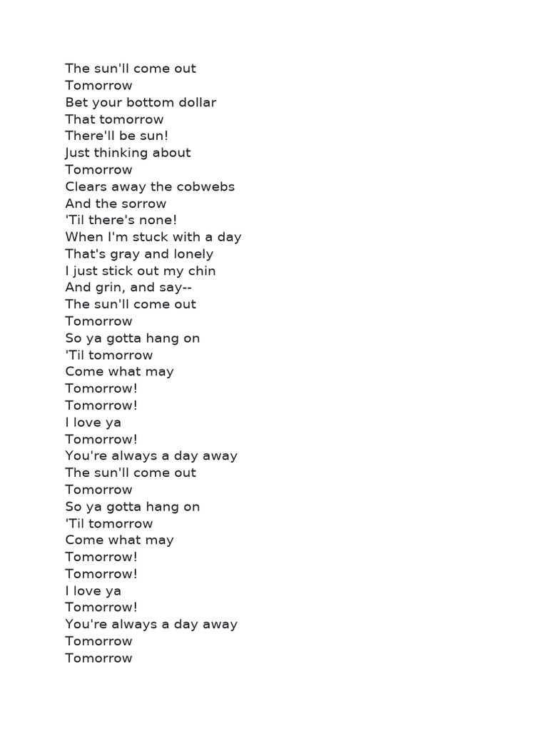 Optimistic Lyrics About Tomorrow | PDF
