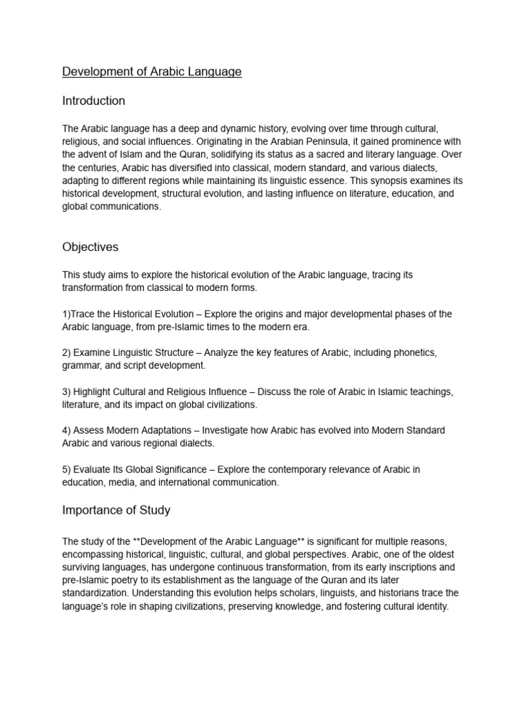 Evolution of the Arabic Language | PDF | Arabic | Linguistics