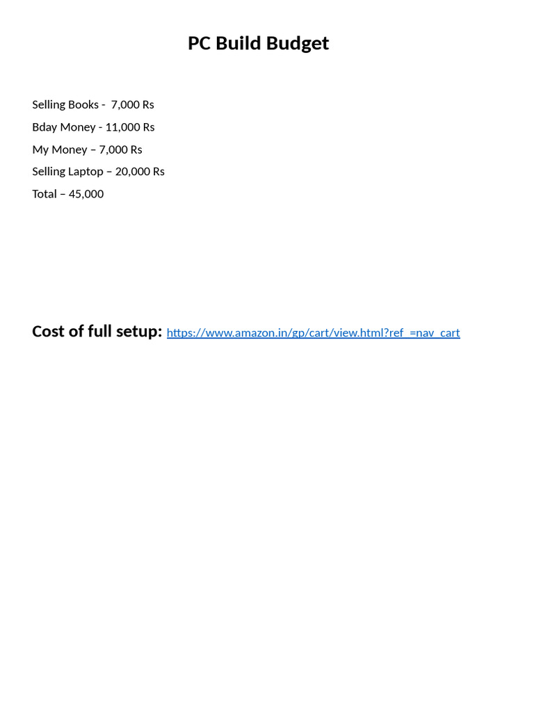 Budget Breakdown for PC Build | PDF