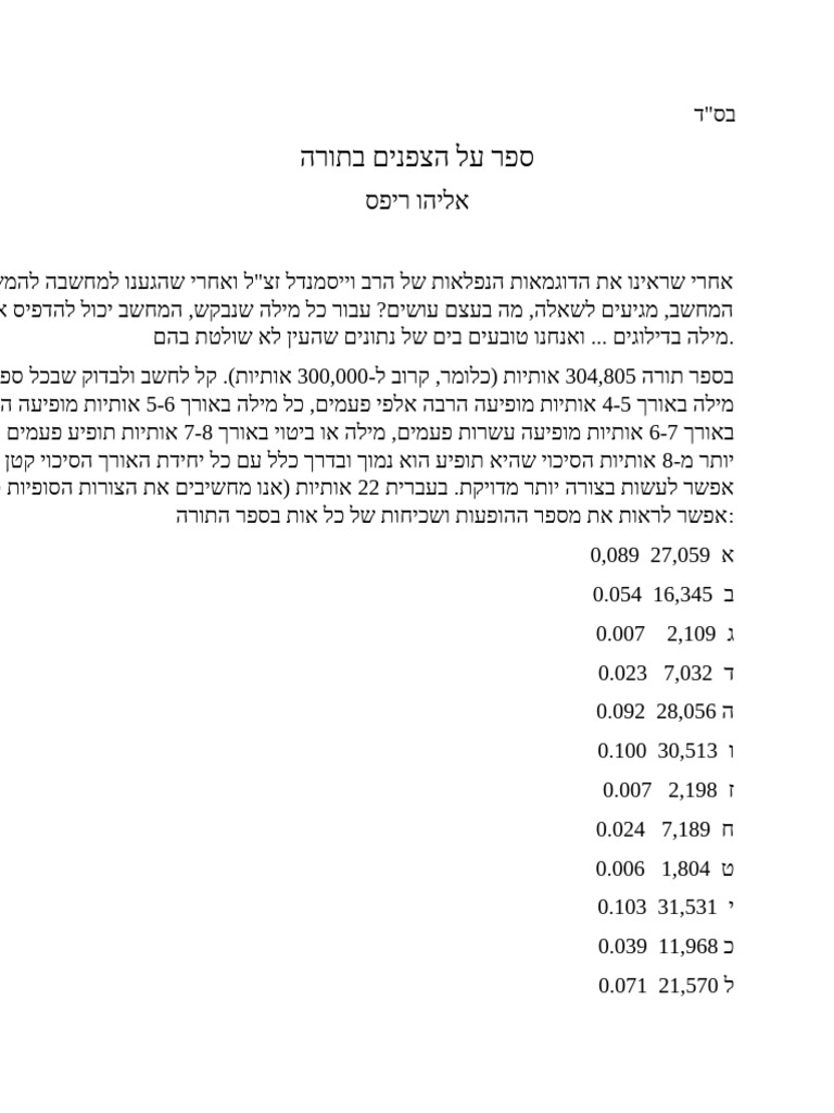 Rips Manuscript Book On Torah Codes | PDF