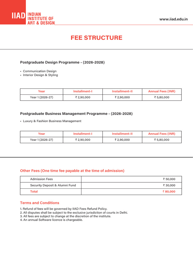 1 Year Fee Structure For PG Degree | PDF