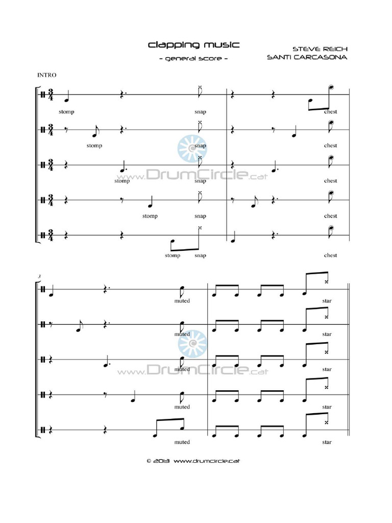 Clapping Music Score Drumcircle Cat | PDF