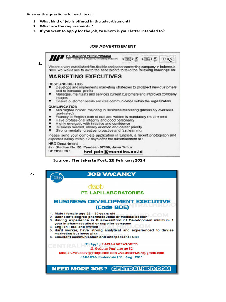Job Advertisement Revisi | PDF