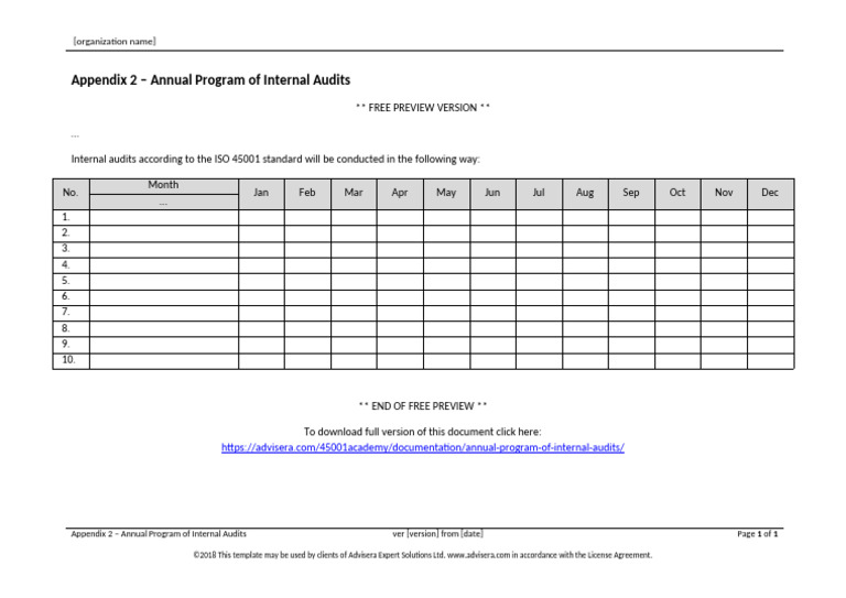 Appendix 2 Annual Program of Internal Audits Preview en | PDF