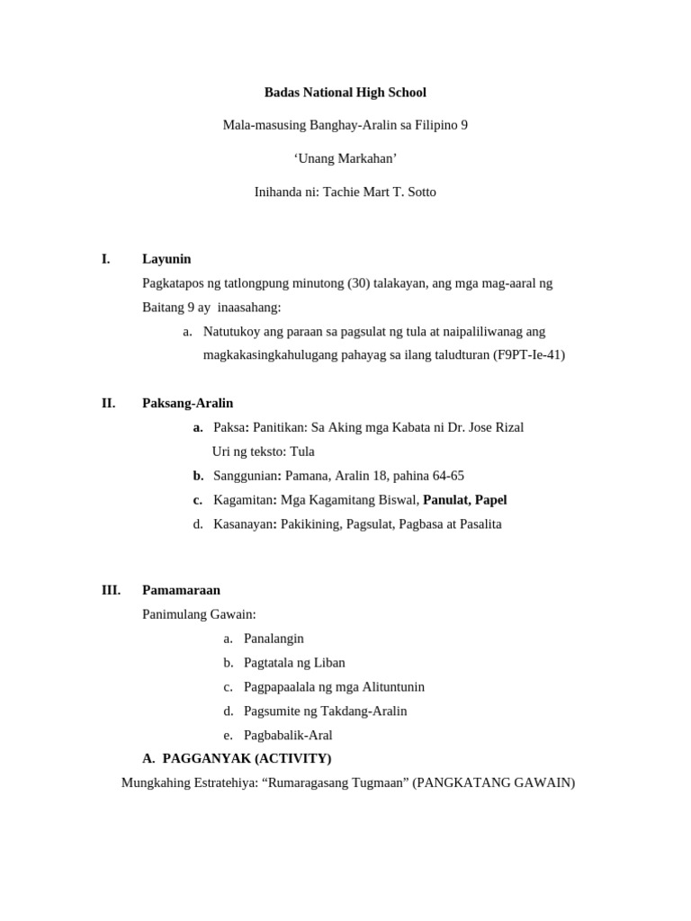 Banghay Aralin | PDF