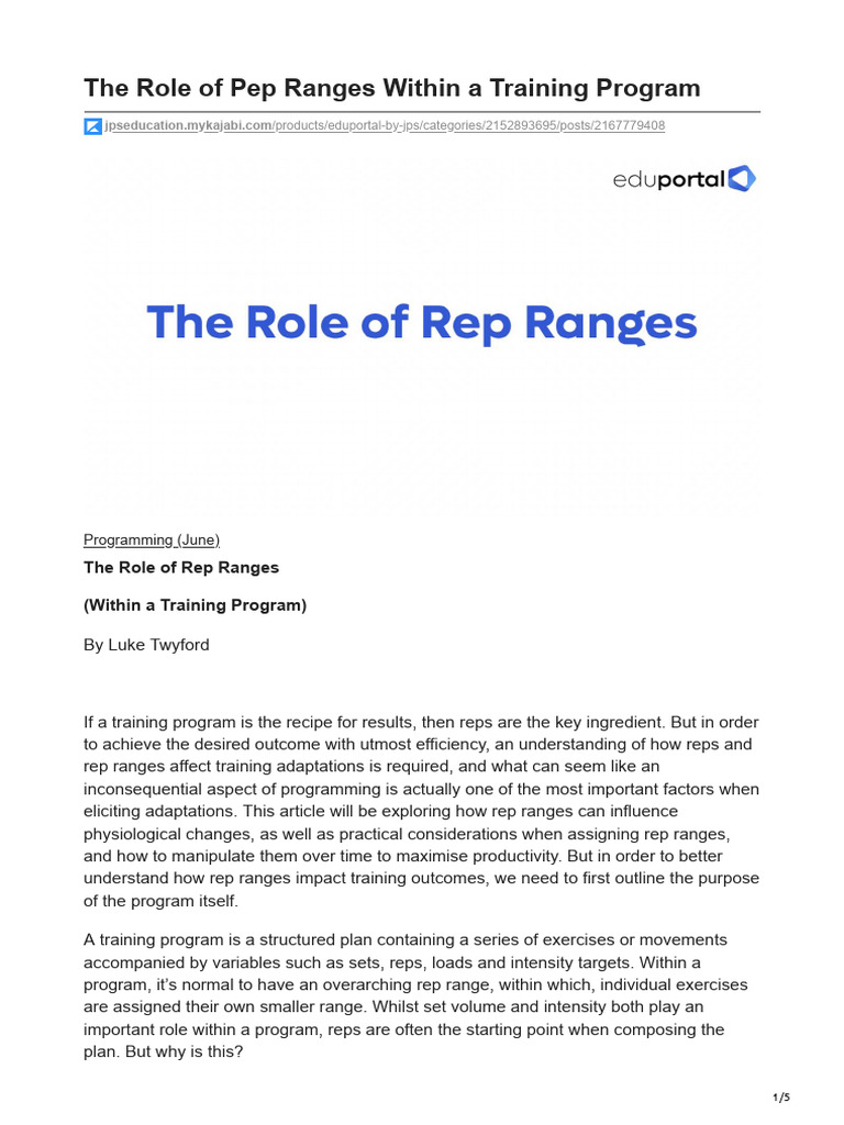 Understanding Rep Ranges in Training | PDF | Strength Training | Muscle ...