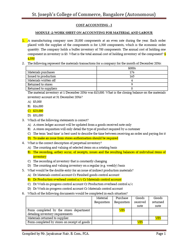 Mod 2 - Work Sheet With Ans | PDF | Overtime | Labour Economics