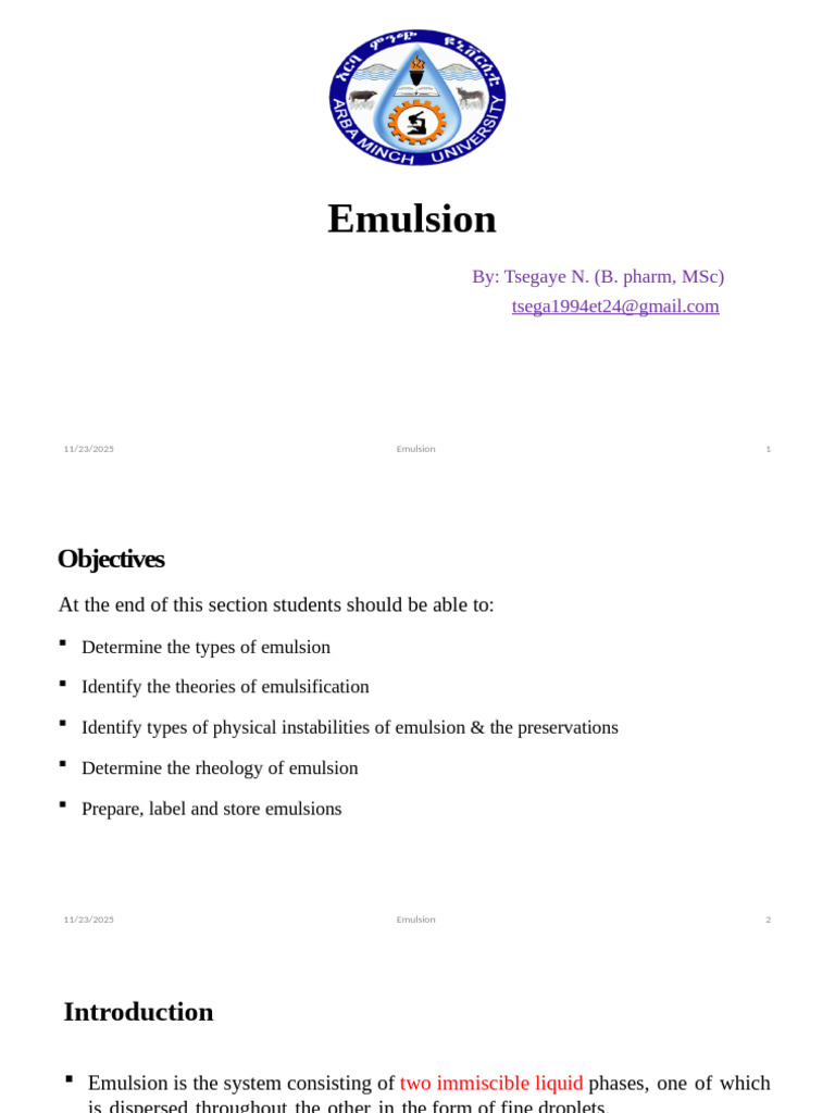 Emulsion Pdf Emulsion Surfactant