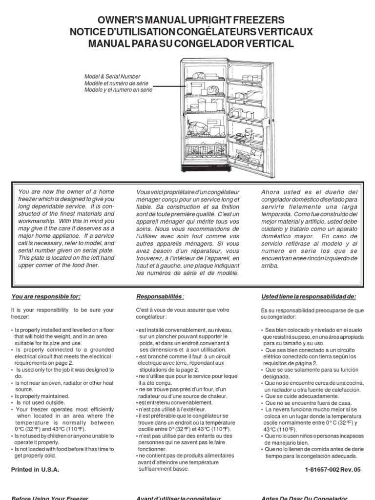 Woods Freezer Vertical v1813rw3 Manual Defrost Upright 81657002
