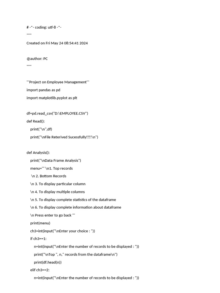 Employee Management System in Python | PDF