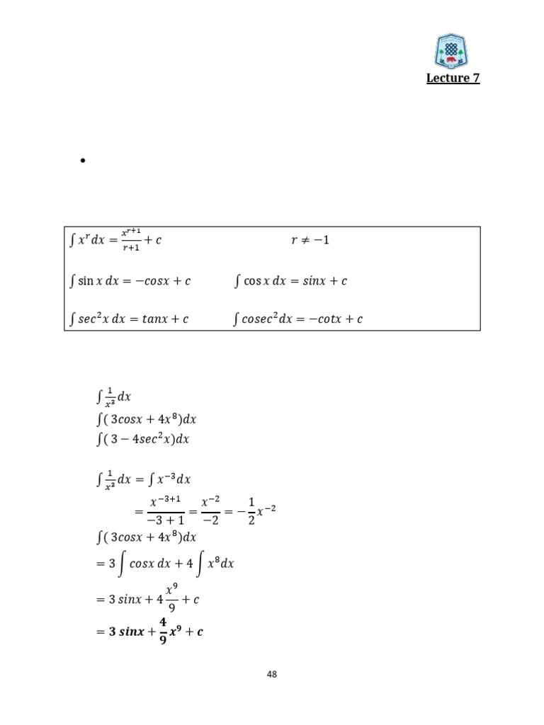 Integration Techniques Overview | PDF | Integral | Derivative