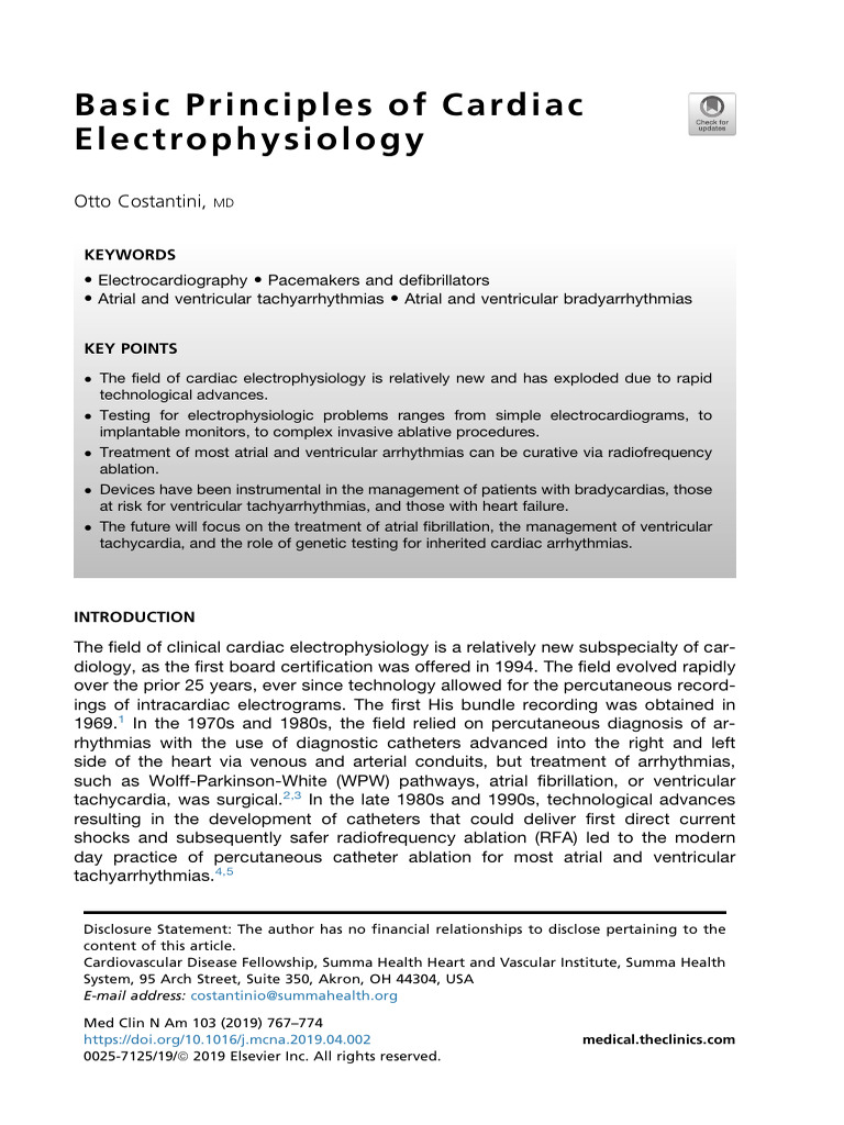 Basic Principles of Cardiac Electrophysiology | PDF | Heart | Medical ...