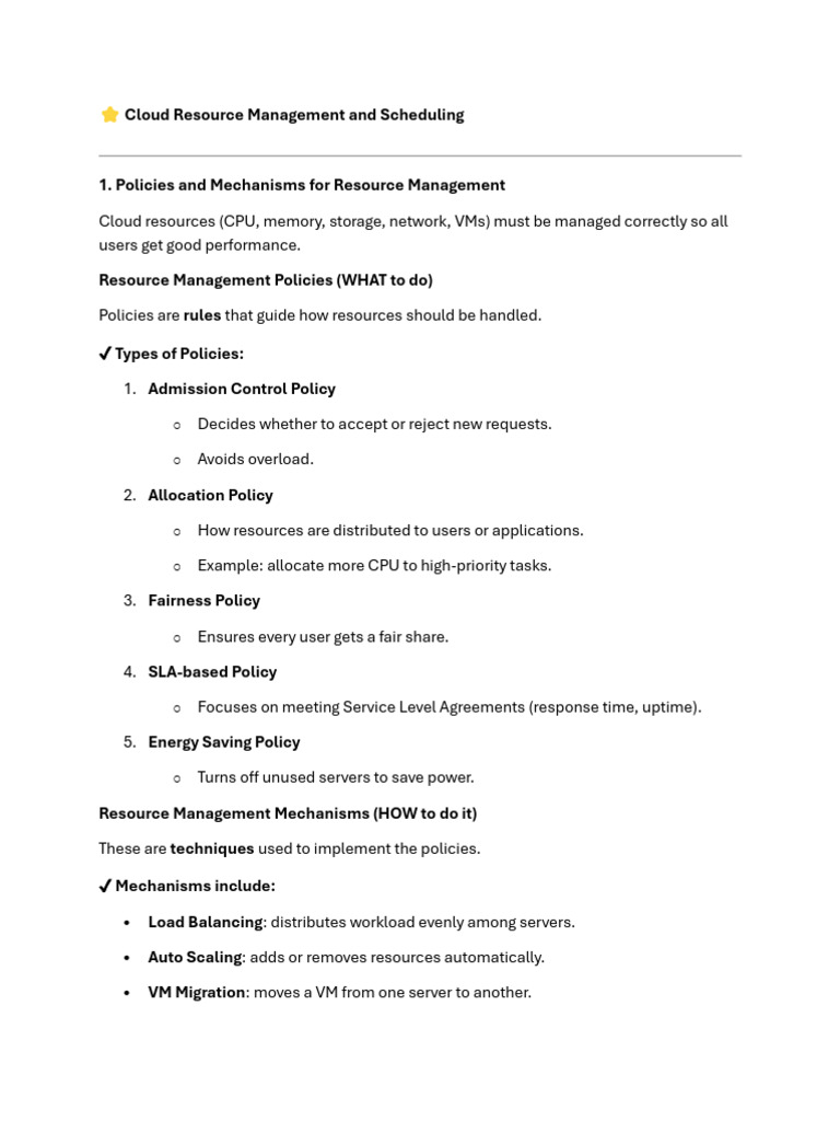 Cloud Resource Management Strategies | PDF | Scheduling (Computing ...