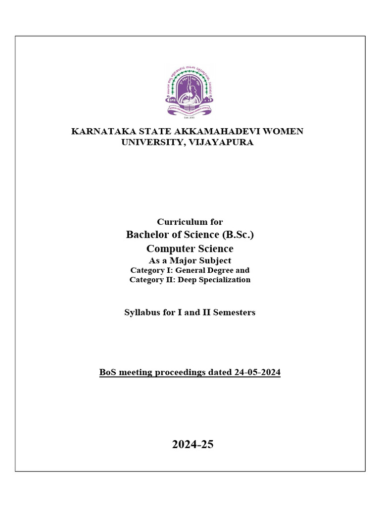 B.Sc. Computer Science Syllabus 2024-25 | PDF | C (Programming Language ...