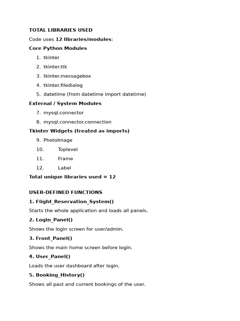 Flight Reservation System Libraries and Functions | PDF | Icon ...