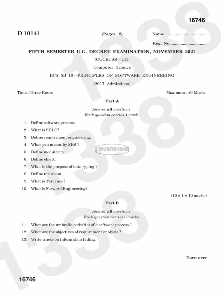 Principles of Software Engineering Bcs 5b 10 2021 November | PDF