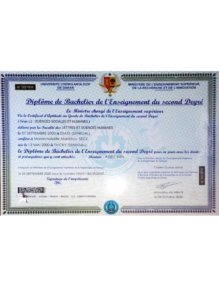 Diplôme de Baccalauréat | PDF