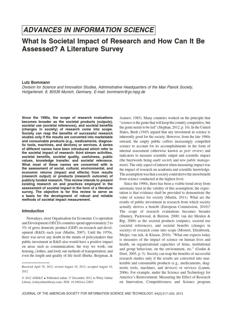 Assessing Societal Impact of Research | PDF | Science | Evaluation