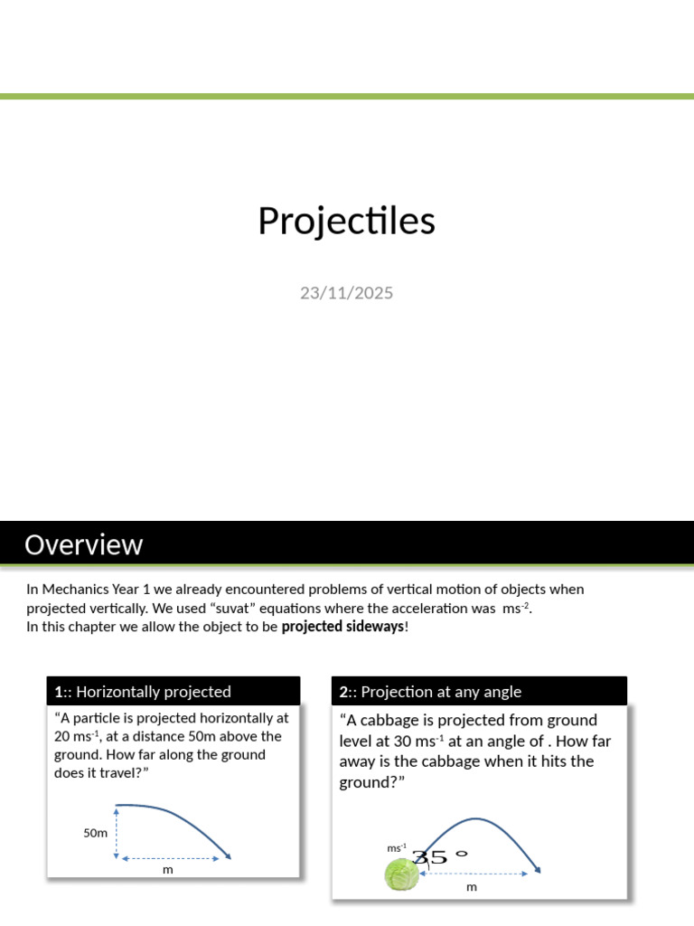 Year 13 Projectiles | PDF | Acceleration | Mechanics