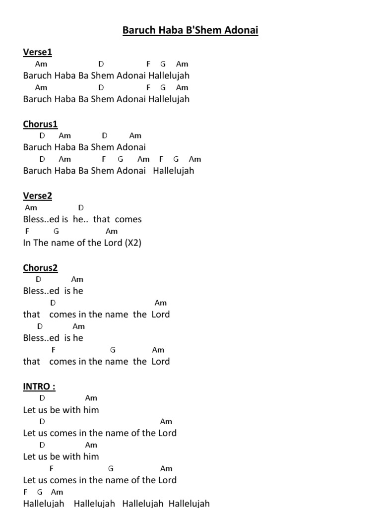 Baruch Haba Ba Shem Adonai Hallelujah Jewish Theology Jewish Texts